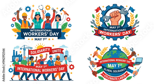 Celebrating international workers day with diverse professions and global unity