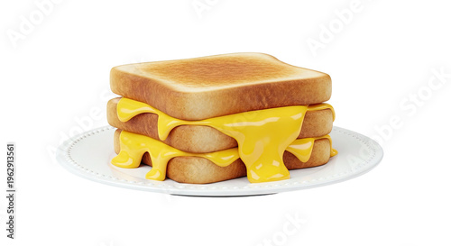 Double Decker Grilled Cheese Sandwich with Melted Cheese