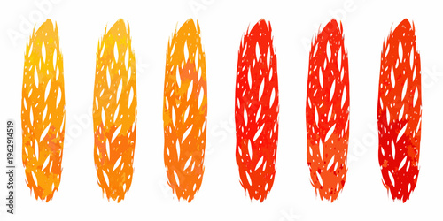 Abstract watercolor brushstrokes in vibrant shades of orange and red