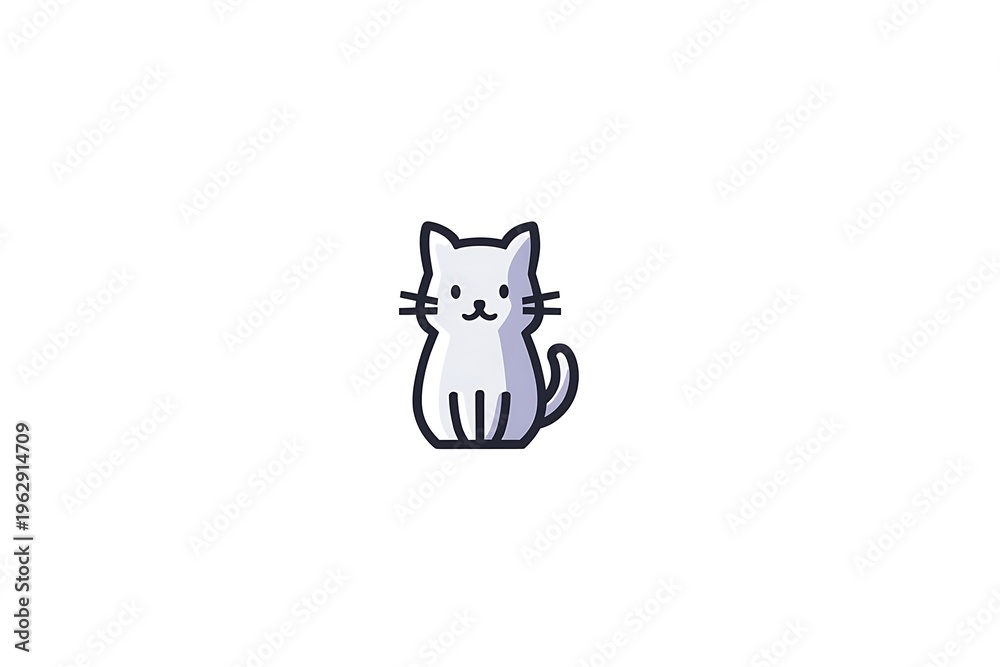 Fototapeta premium Simple cute cat outline icon for pet and animal lovers 