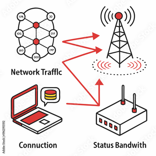 Network traffic and connection status bandwidth