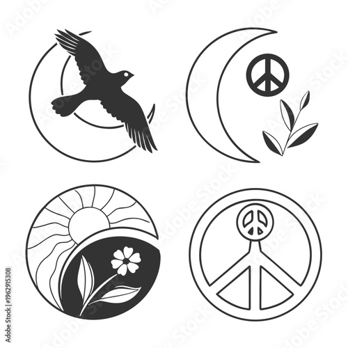 Peaceful symbols and icons for social movement