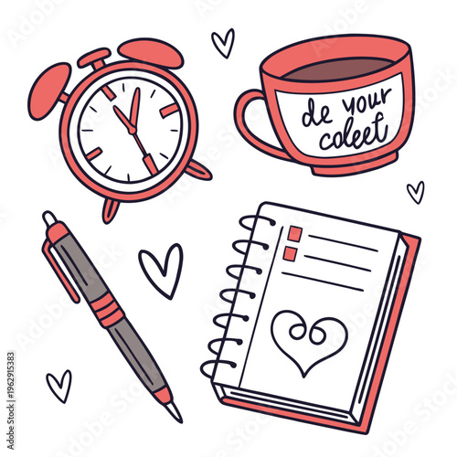 A set of stationery with a notebook and pen