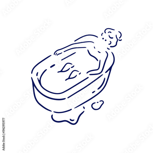 お風呂でリラックスする女の子のイラスト素材