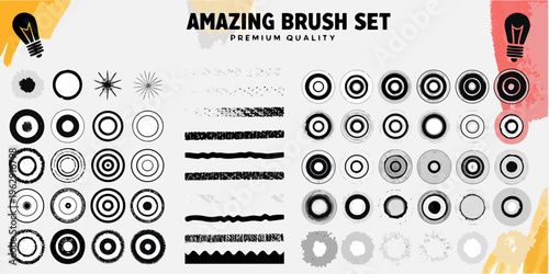 An assortment of diverse black and grey brush strokes and circular designs