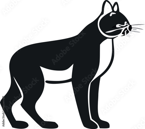 Black and White Panther Icon, Minimal Animal Outline Vector