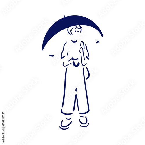 雨の日に傘をさす女性のイラスト