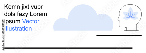 Mental health, mindfulness, creativity, thought process, abstract concepts, cognitive development. A human head with a floral design and a cloud. Mental health and mindfulness