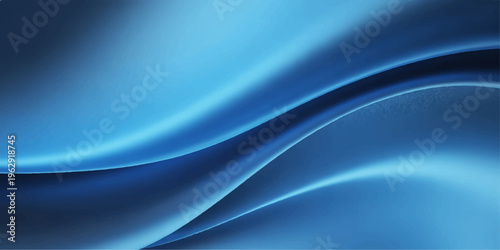 An artistic digital illustration featuring smooth flowing blue waves and soft light curves creating a textured abstract background with a motion pattern of satin silk lines