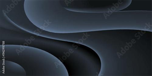 Abstract black and white futuristic wave pattern with metallic steel texture and light curves on a dark technology backdrop illustration