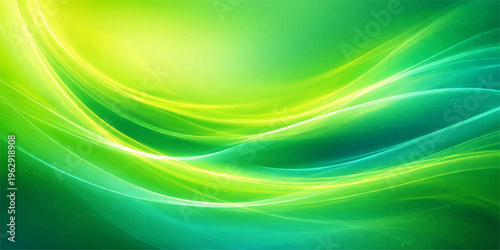 Dynamic abstract green waves with flowing blue lines create an artistic digital wallpaper design featuring a wavy motion pattern and light texture for a vector backdrop
