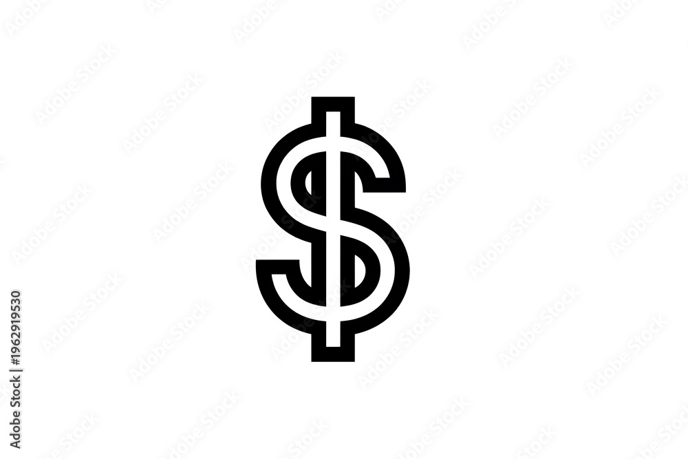 Obraz premium Money Dollar Sign Vector Outline Icon Isolated on White Background 