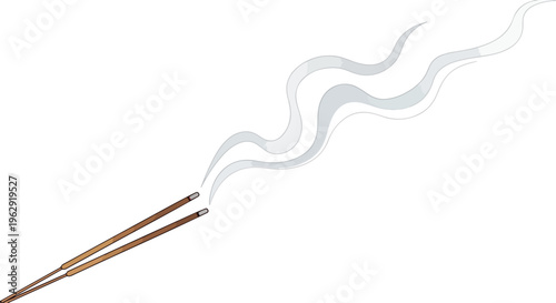 Buddha Purnima celebration with incense sticks emitting smoke on a white background, symbolizing spirituality and mindfulness.