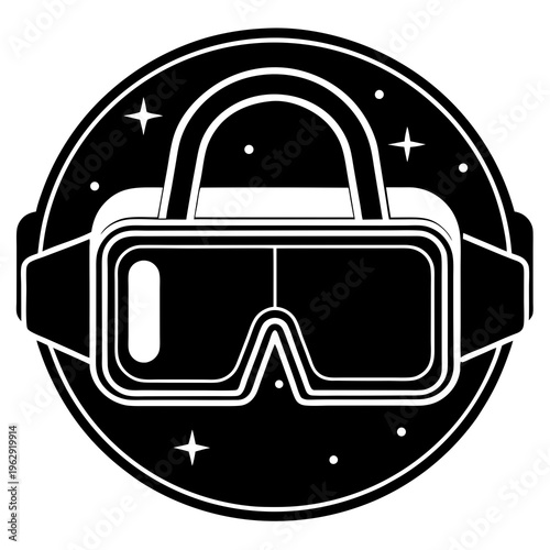 Modern VR headset symbol suitable for web design and interactive technology interfaces.