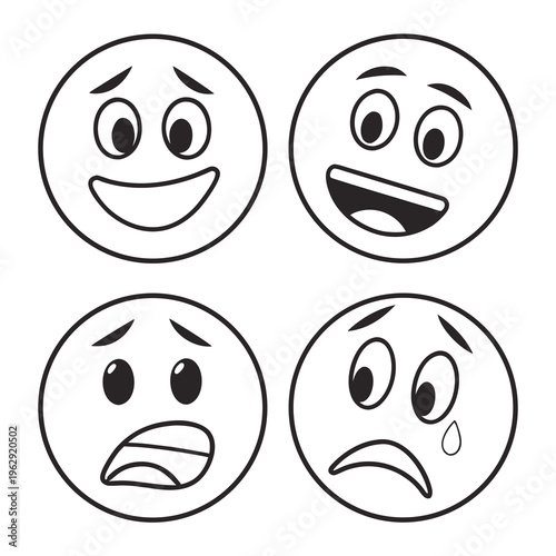 Photos A set of four different cartoon faces with various expressions