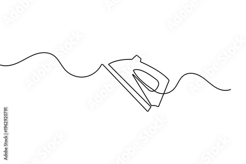 One line drawing iron icon minimalist laundry equipment vector illustration isolated