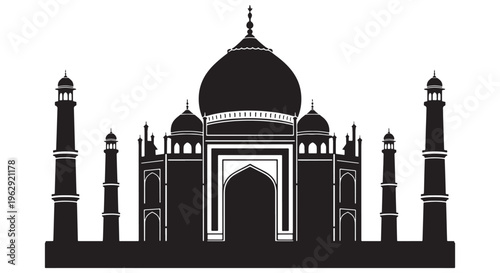 Striking minimalist vector illustration of the majestic Taj Mahal in India
