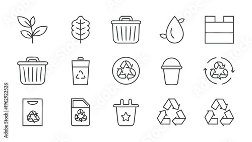 Circular Economy Recycling and Zero Waste Icons with Copy Space.