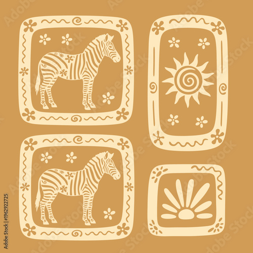 Zebra Animal Side View Profile.