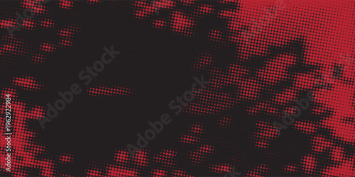 Flowing dots particles wave pattern red isolated on black background. Vector in concept of technology, science, music, modern.