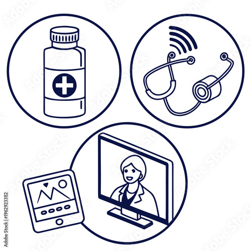 Telemedicine and healthcare icons