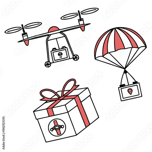 Delivery methods with drone and parachute