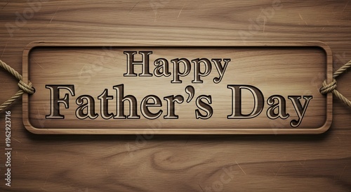 Happy father's day wooden sign on rustic background