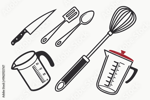Kitchen utensils and tools for cooking and baking