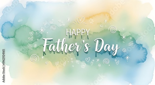 A watercolor style greeting card for father's day with a happy and joyful theme