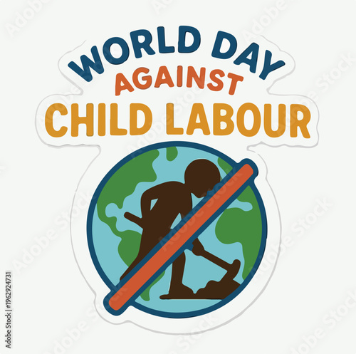 Commemorative graphic design illustration marking the important observance of World Day Against Child Labour globally