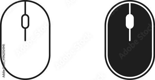 Computer mouse comparison illustration with white and black designs