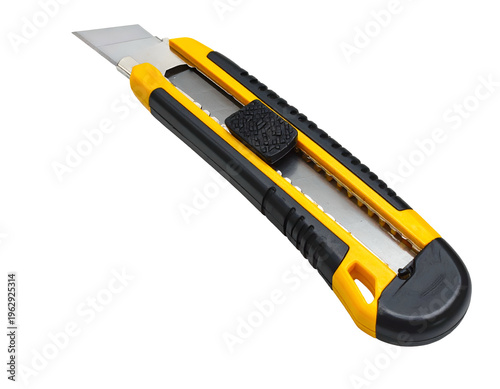 Yellow and black utility knife with retractable blade