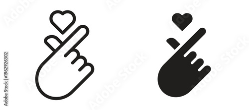 korean heart icon vector design template and illustration EPS10.