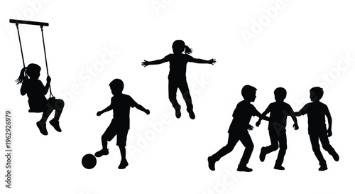 Children playing outdoors a silhouette of joy and youthful energy