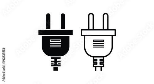 Two electrical plugs one black and one white are displayed