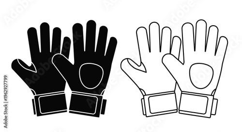 Two pairs of goalkeeper gloves in contrasting black and white tones