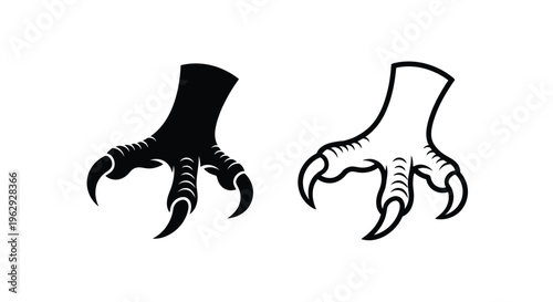 Two bird claws depicted in a stark black and white illustration