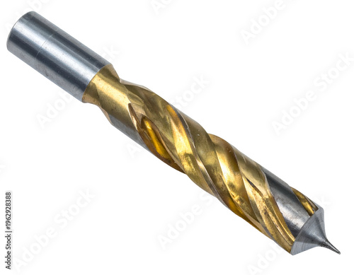 Metallic drill bit with gold flutes and pointed tip