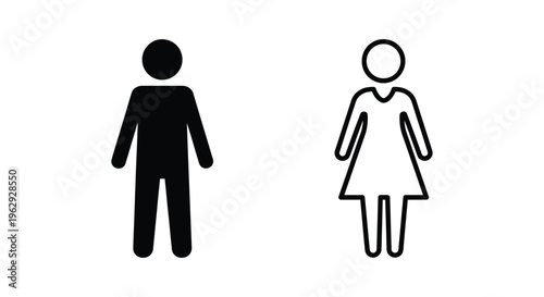 Simple black and white icons depicting a man and a woman