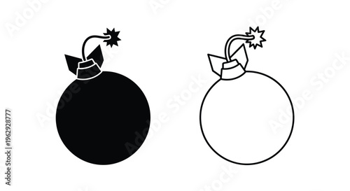 Two bomb icons one filled and one outlined depicting explosive devices