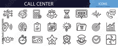 Premium outline vector line icon set collection bundle featuring phone support concepts for modern ui ux design projects