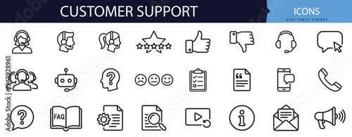 Premium outline vector line icon set collection bundle featuring customer rating concepts for modern ui ux design projects