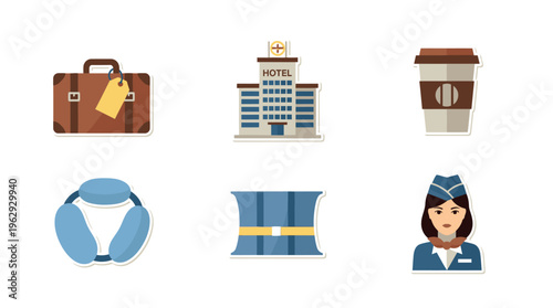 Travel and tourism related icons set.