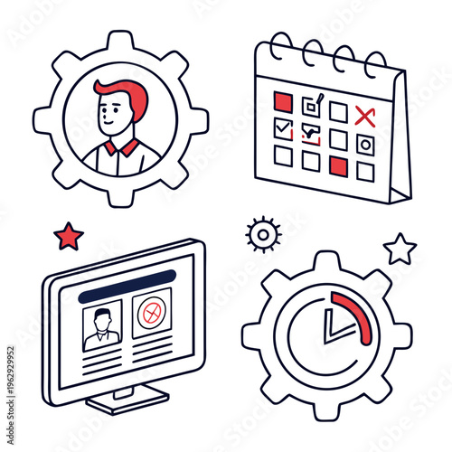 Icons of business management and organization