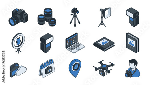 Collection of photography and videography equipment icons.