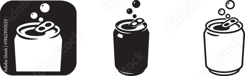 Open soda can bold line icon vector.