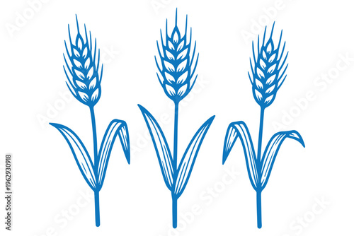 Minimal Wheat Icon Set in Line Style – Clean Outline Grain Symbols for Agriculture and Farming Design