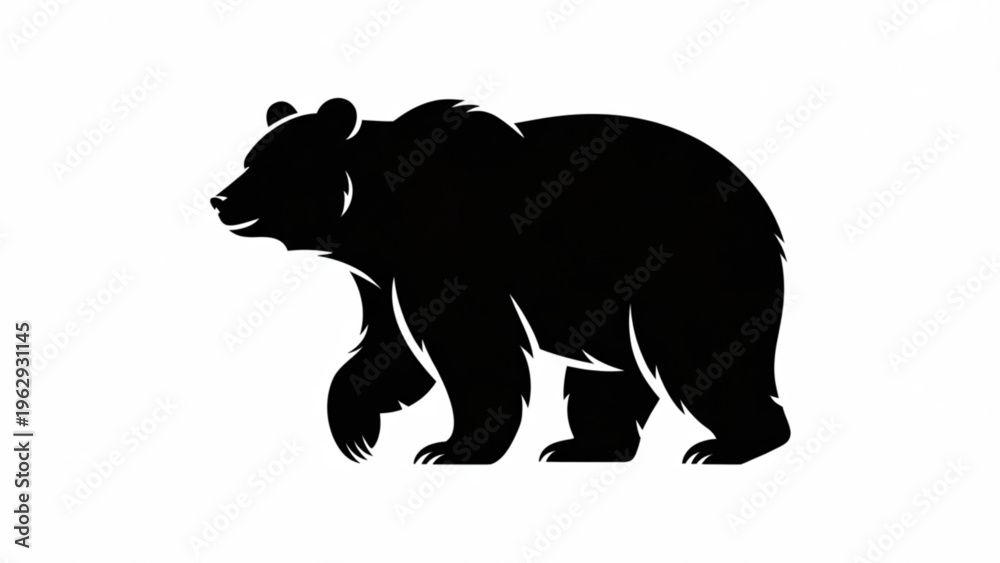 Fototapeta premium Majestic black bear walking through a serene forest with its powerful build and calm demeanor Vector