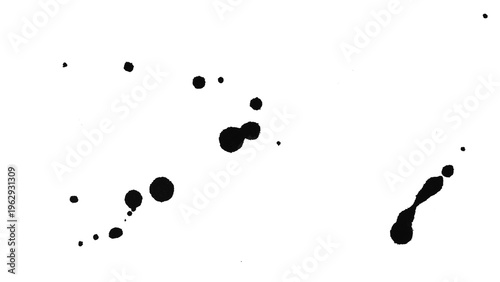 Bilde på lerret Abstract black ink splatter with scattered droplets and organic shapes, isolated