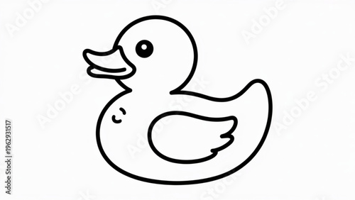 A delightful cartoon duck swimming gracefully with a simple yet charming line drawing style Vector